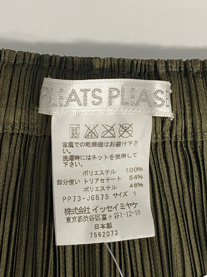 プリーツプリーズイッセイミヤケ PP73-JG575 スカート 1 カーキグリーン フレア 刺繍 IT0HMVP1I5YA
