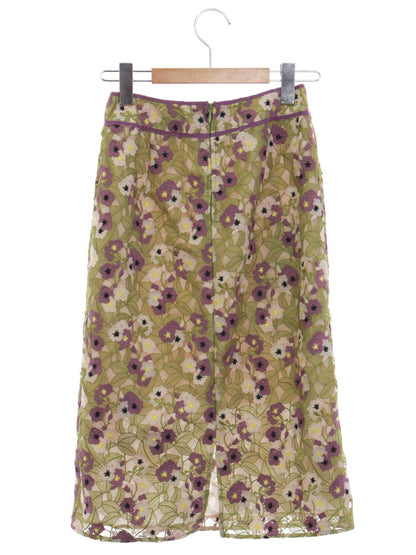 トッカ SKTOHW0310 スカート 0 グリーン/パープル フラワーモチーフ 刺繍 ITH6IAHY2EDG