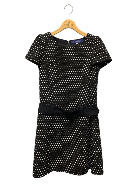 エムズグレイシー 321566 ワンピース 36 ブラック ウール混 ドット IT1LAK9SNA58