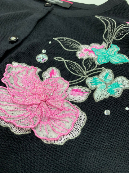 レオナールファッション 52F361351 カーディガン 4 ブラック 刺繍 IT4UU3NGMFYS