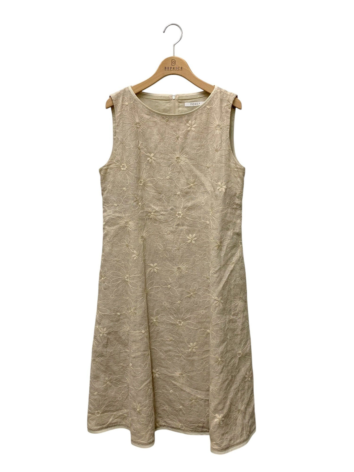 フォクシーブティック Dress Bloom 41264 ワンピース 42 ベージュ リネン 麻 フラワーモチーフ IT0J6BK0CSIK
