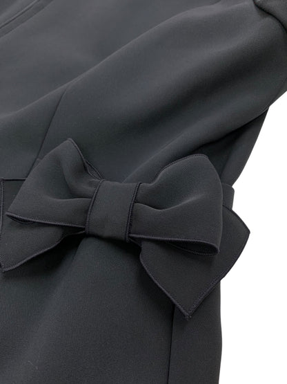 エムズグレイシー 514122 ジャケット 42 ネイビー ノーカラー リボン ジップアップ IT2UCRS0WJ6G