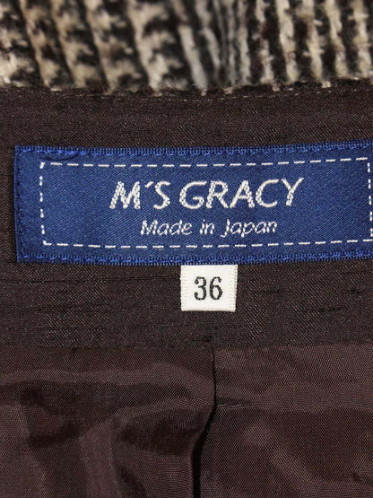エムズグレイシー 911710 ジャンパースカート 36 ブラウン ワンピース 千鳥格子 IT9MKXW8N20I