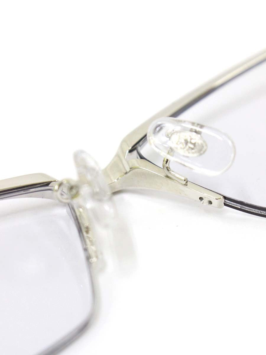 サムライ翔 リラックスライン 仁 SS-J225 メガネ シルバー/ブラッククリア メタルフレーム ハーフリム スクエア ♯1 IT7S39FDXH34