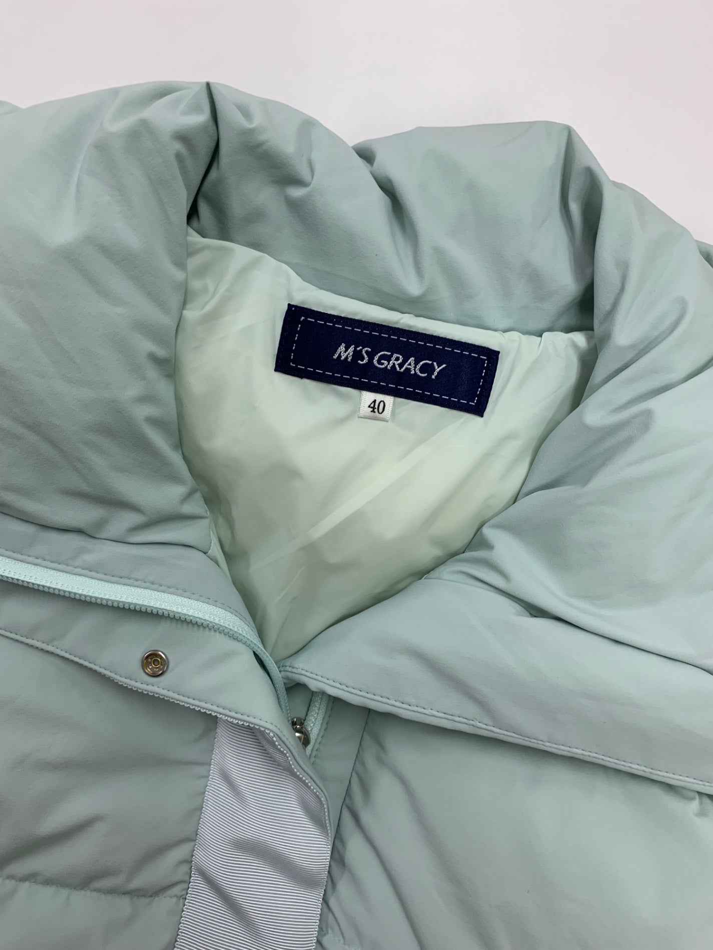 エムズグレイシー 419606 コート 40 ブルー パールワッペン フード IT5VQV5JBHV9