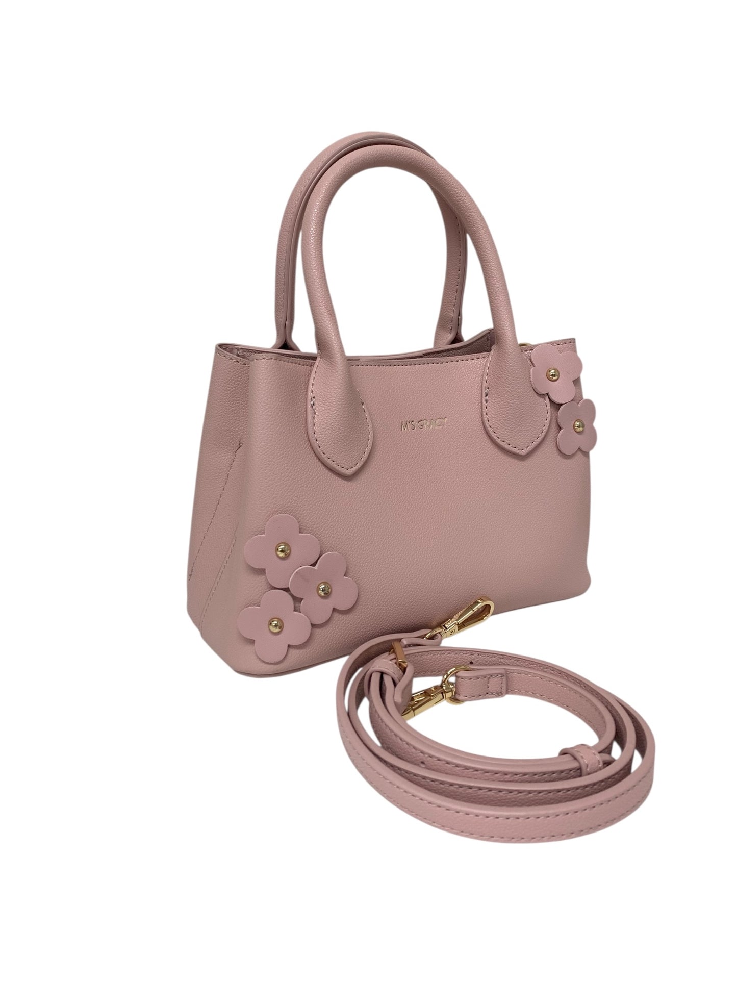 エムズグレイシー フラワーモチーフ付きミニトート 594113 ハンドバッグ ピンク 2WAY ITZ90PU36058