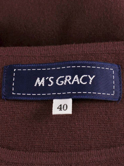 エムズグレイシー 118526 ワンピース 40 ブラウン ニット リボン IT00V6JBI00A