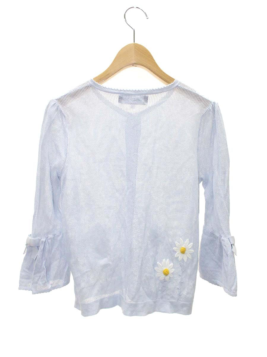 エムズグレイシー Margaret Motif Cardigan 918335 カーディガン 38 ブルー ITA6NVI3PCNK