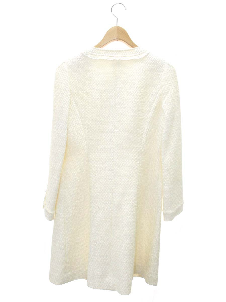 エムズグレイシー 924704 コート 38 ホワイト パールボタン ツイード ITC9495RPCE4