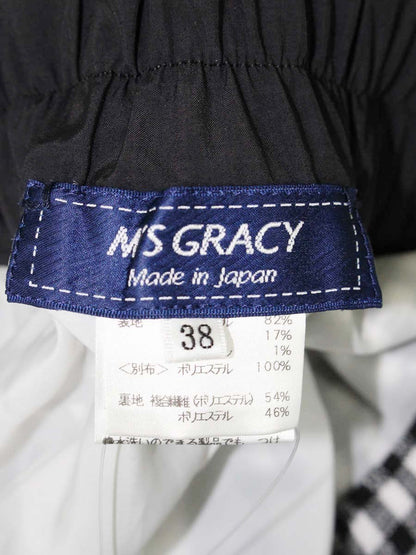エムズグレイシー 416301 パンツ 38 ブラック ギンガムチェックワイドパンツ ITWHU4C9LZ00 【SALE】