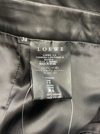 ロエベ 17108410000 スカート 34 ブラック ラムレザー プリーツ 蛇 ベルト IT1OVI59XA56 【SALE】