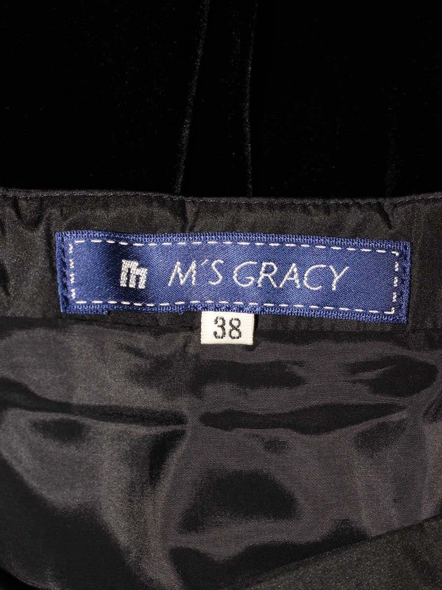 エムズグレイシー 927582 スカート 38 ブラック ベロア バルーン IT8JWH73R1A8 【SALE】