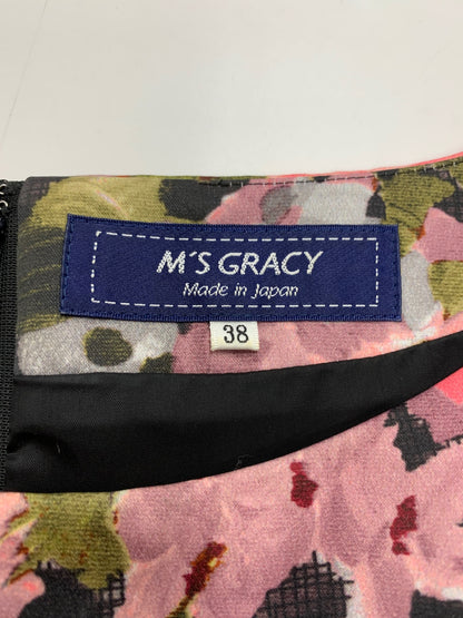 エムズグレイシー 011517 ワンピース 38 ブラック フラワーモチーフ ITO45YKOOO1K