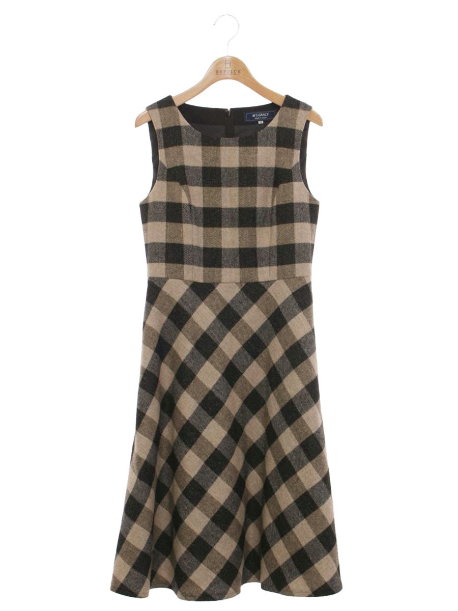 エムズグレイシー 211701 ワンピース 36 ブラウン クラシカルチェックジャンパースカート IT10ONUNP404
