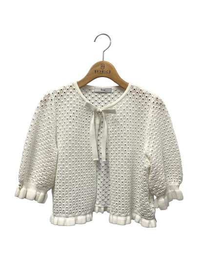 ルネ 6422550 カーディガン 36 ホワイト リボン フェイクパール IT1VQFNCCF68