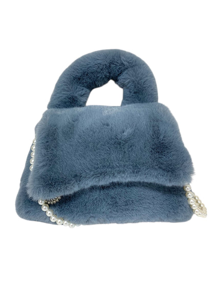 エムズグレイシー パールショルダー付きフェイクファーバッグ 494538 ブルー ITKIYFM1RL5O