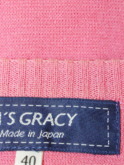 エムズグレイシー Purple Knit 818533 カーディガン 40 ピンク カメリアボタン IT7BDIE3HBJ7