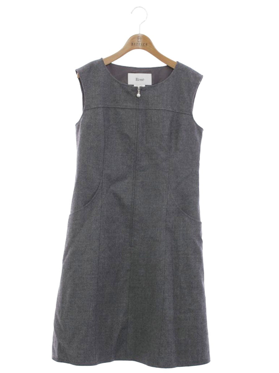 ルネ 6046090 ワンピース 36 グレー フロントジップ ウール混 ITWD3XAH9TZS