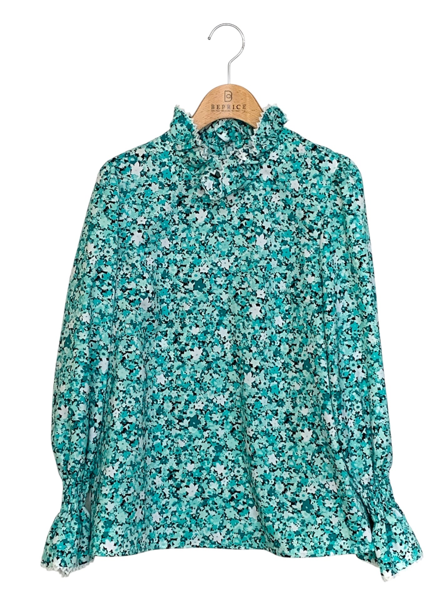 エムズグレイシー 210504 シャツ ブラウス 40 グリーン フラワーモチーフ ITKLBVNXLRTS