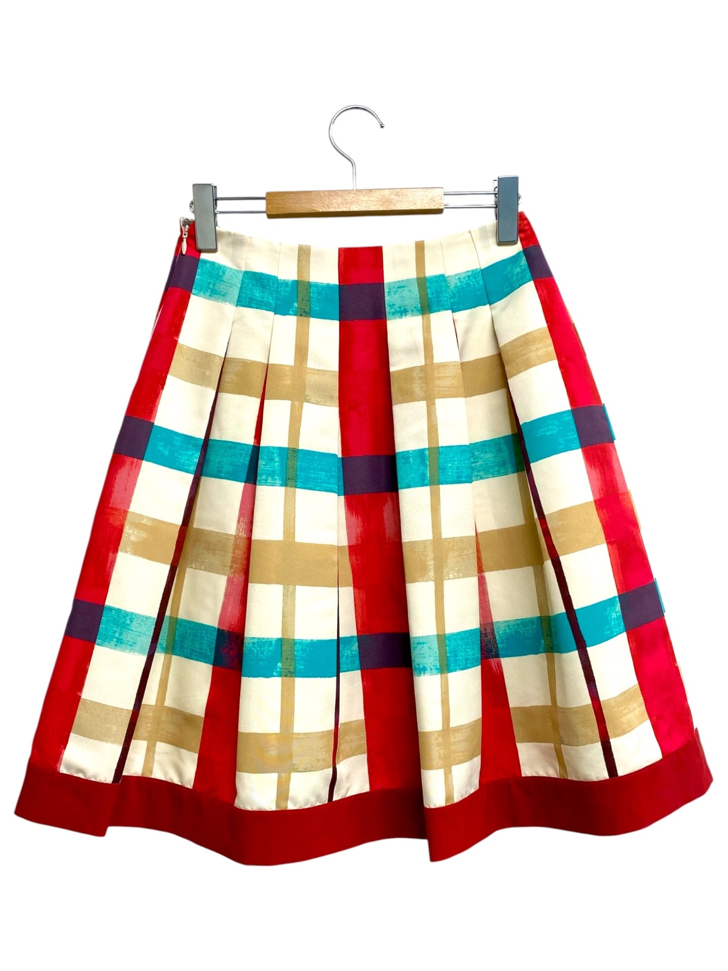 エムズグレイシー Colorful Check Skirt 017116 スカート 38 マルチカラー 水彩チェック プリント フレア IT8UM3IY47A2