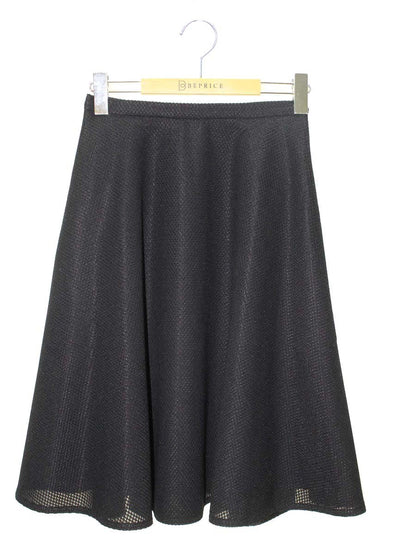 ルネ basic 5714060 スカート 34 ブラック フラワーモチーフ フレア カメリアジップ ITHZXTZCBDEE