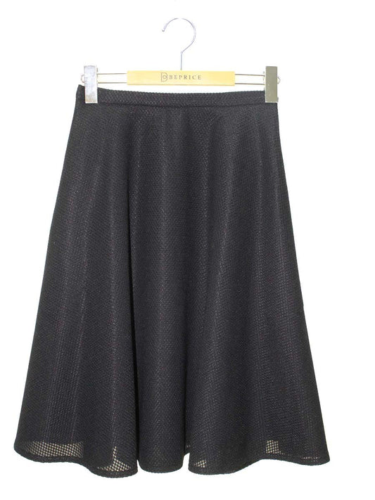 ルネ basic 5714060 スカート 34 ブラック フラワーモチーフ フレア カメリアジップ ITHZXTZCBDEE