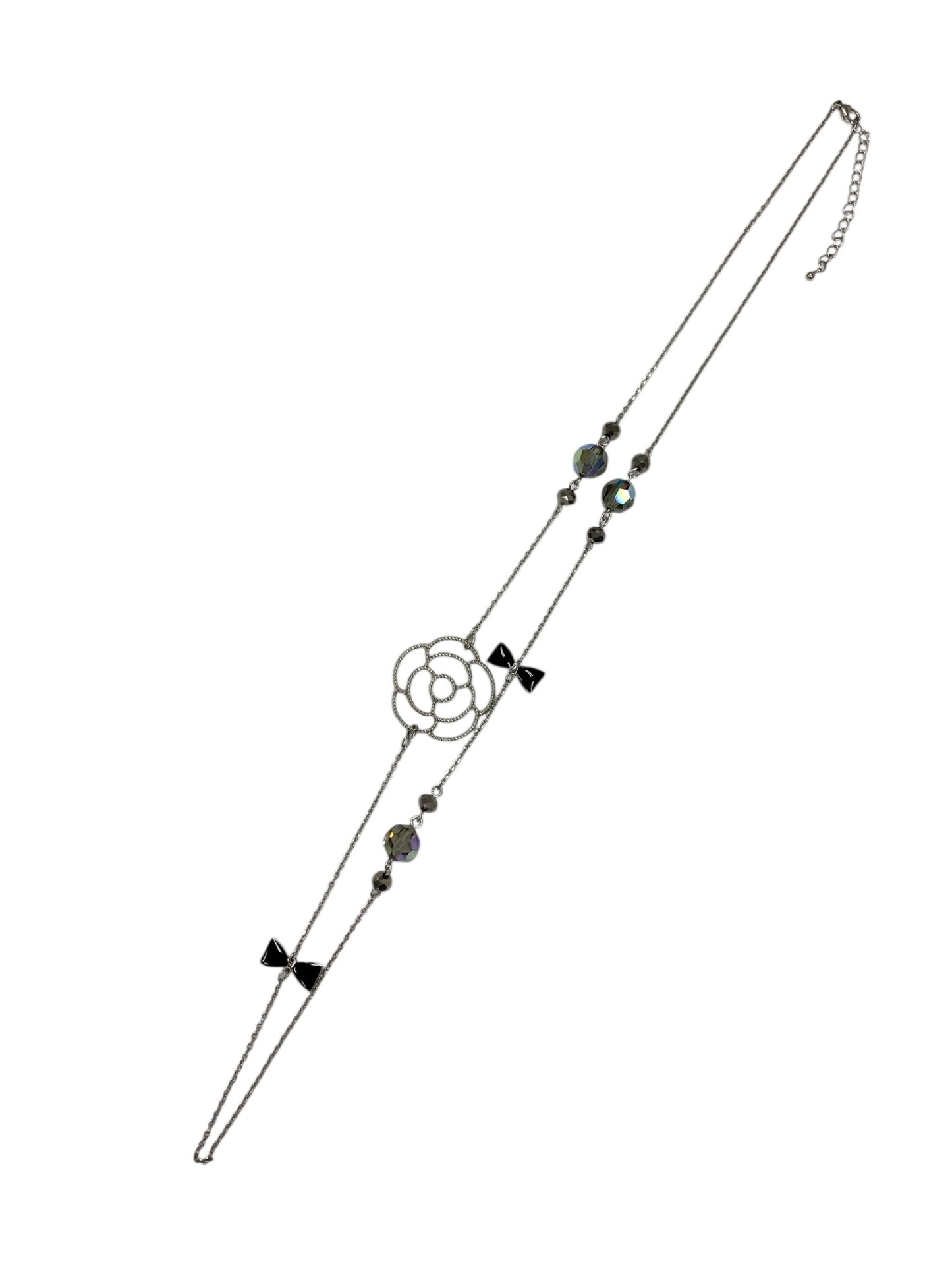 エムズグレイシー ネックレス シルバー カメリア リボン ストーン ITCNR8ZDISHX