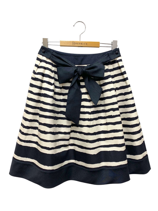 トゥービーシック W5S13-328-05 スカート 40 ネイビー ストライプ ウエストリボン ITK6SK3XE5BW
