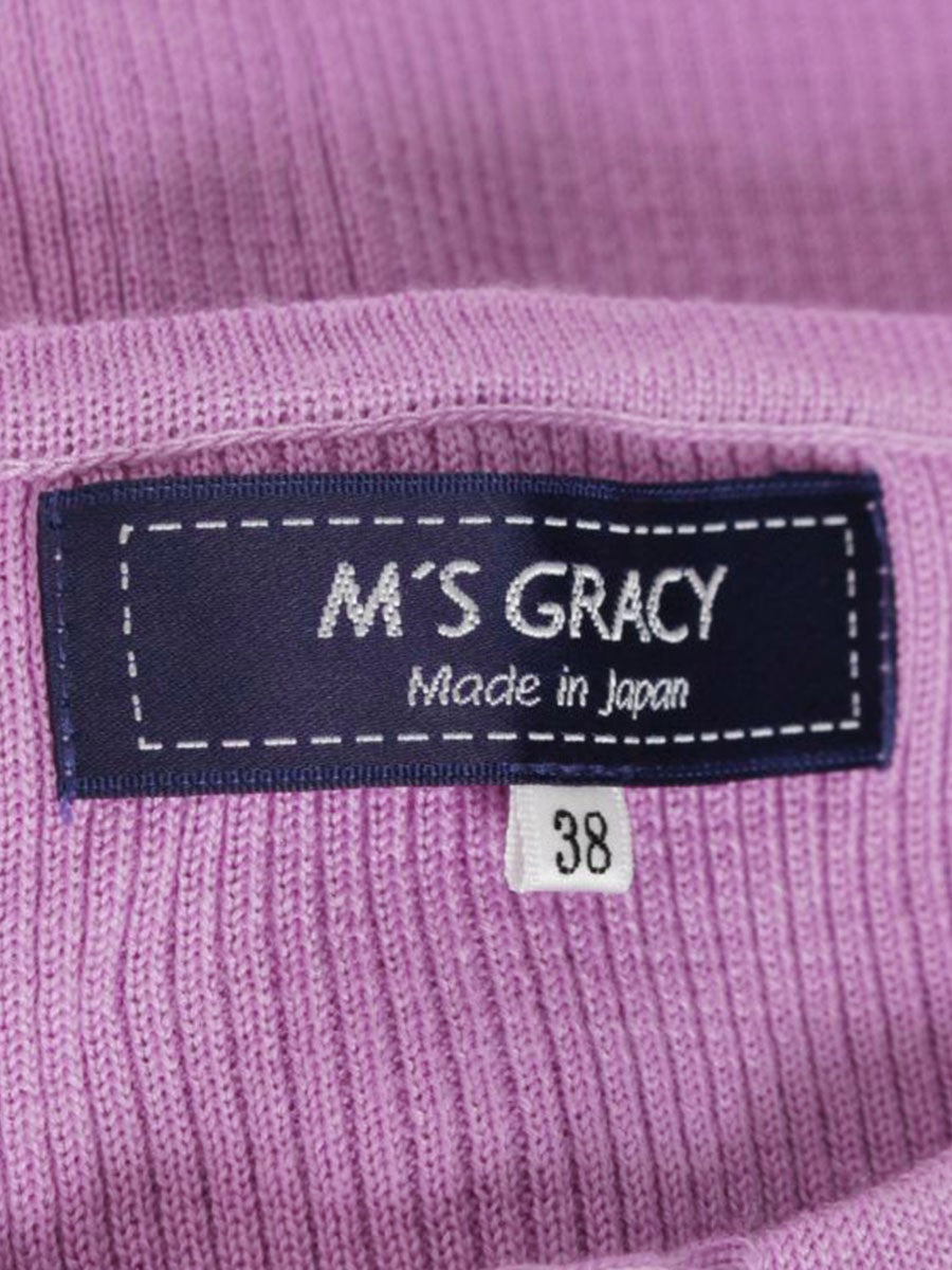 エムズグレイシー 118704 カーディガン 38 パープル ハートボタン ITAVSFMK4554