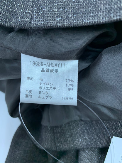 フォクシーブティック 19689 ジャケット 40 グレー ラメ ベロア ミンクファー キュプラ IT1UW8LS30SG