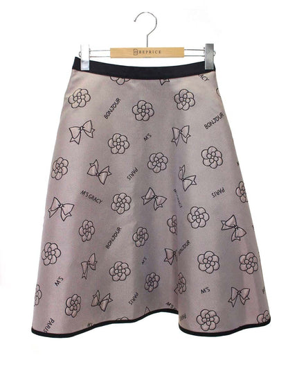 エムズグレイシー 017503 スカート 38 ブラウン カメリア リボンモチーフ フレア ITD2Q14CM1TW