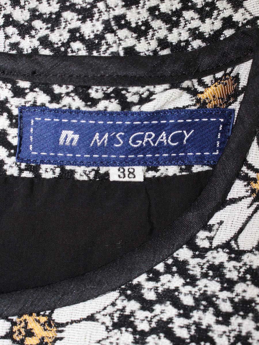 エムズグレイシー 521566 ワンピース 38 ブラック フレアフラワー