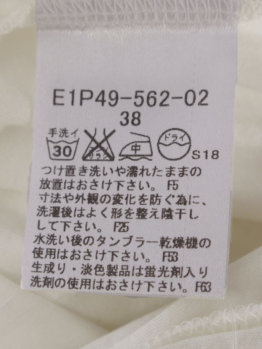 バーバリーブルーレーベル E1P49-562-02 カットソー 38 ホワイト 袖フリル チェック柄 IT9YYR8JIOQC