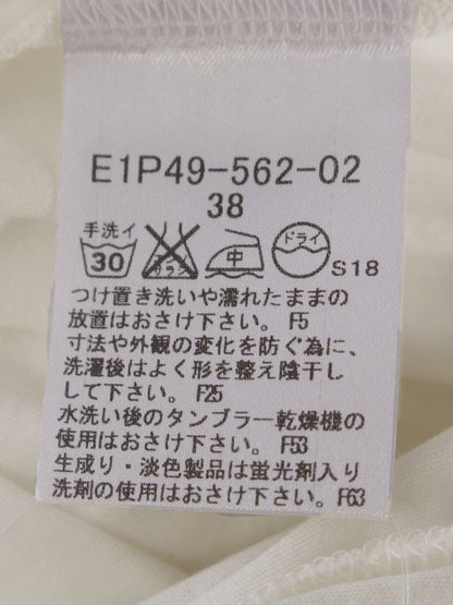 バーバリーブルーレーベル E1P49-562-02 カットソー 38 ホワイト 袖フリル チェック柄 IT9YYR8JIOQC