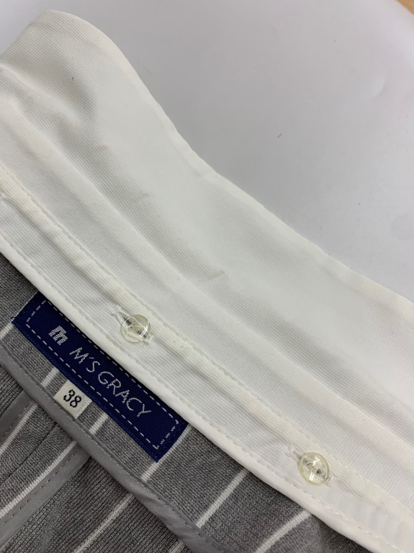 エムズグレイシー 524119 ジャケット 38 グレー ストライプ IT4J67B5L272