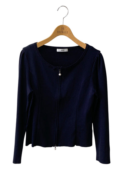 ルネ 6632860 カーディガン 38 ネイビー ビジュー スリーブ Wジップ ITZWK0WX71CG