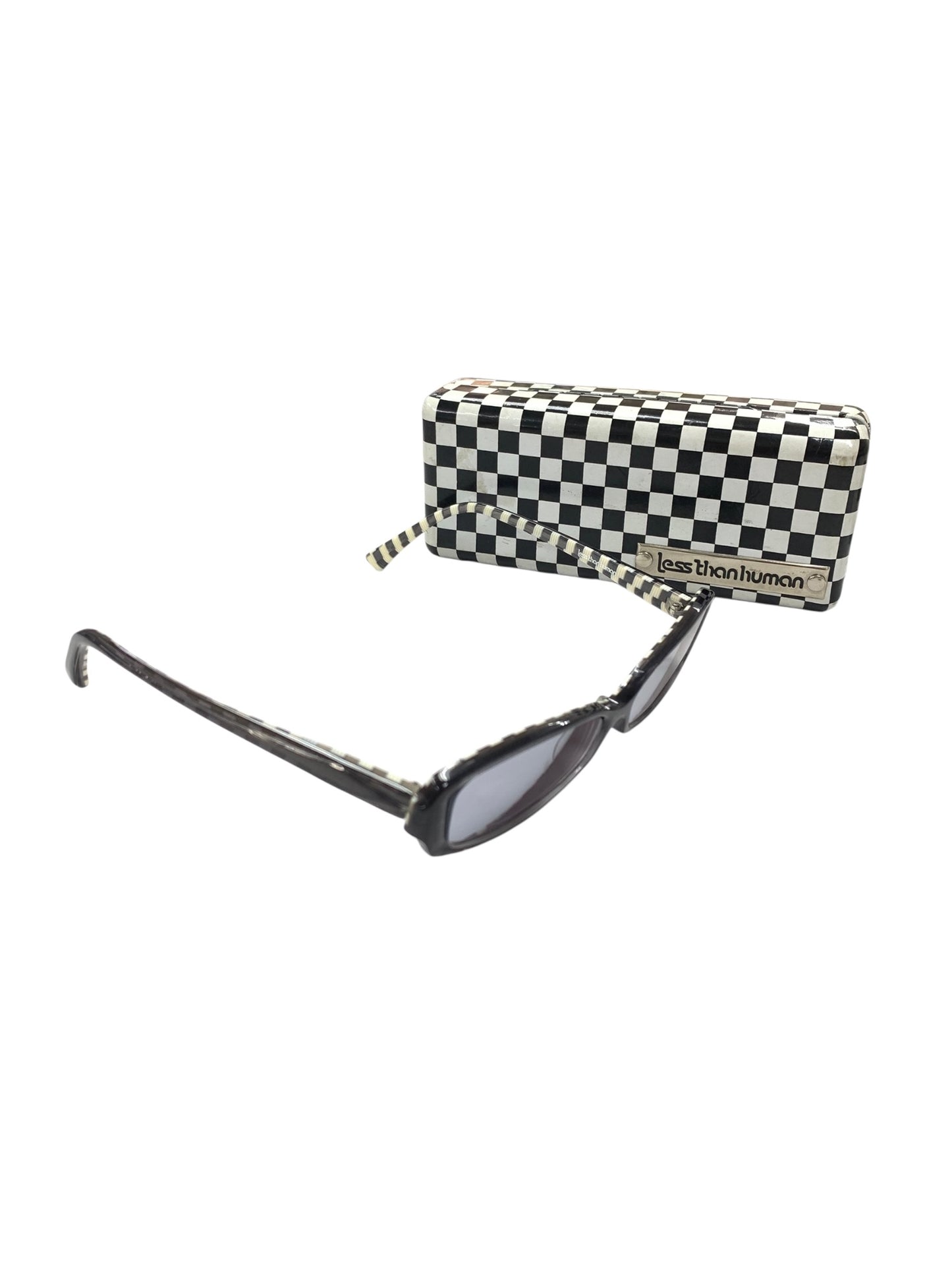 レスザンヒューマン パンチラッ-11-ハンイナリ メガネ 眼鏡 ブラック チェック セルフレーム フルリム スクエア ITEPNS24D5N4 【SALE】