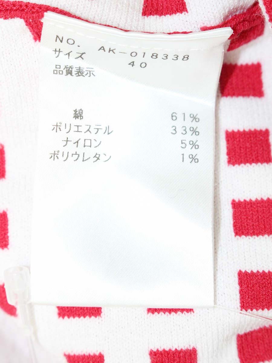 エムズグレイシー フィット＆フレアニット 018338 ワンピース 40 レッド リボン チェック IT0KLDEMJRDW