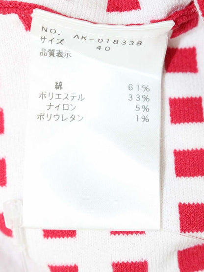 エムズグレイシー フィット＆フレアニット 018338 ワンピース 40 レッド リボン チェック IT0KLDEMJRDW