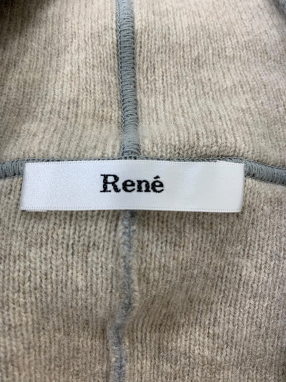 ルネ 6842120 パーカーカーディガン 36 グレー ウール混 ファーブローチ付き ITGR4NBFOSX4