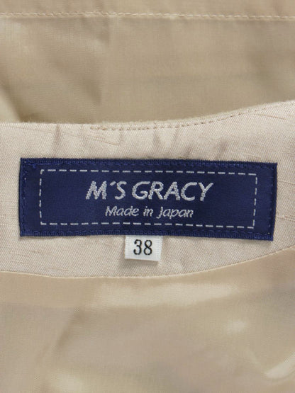 エムズグレイシー 011539 ワンピース 38 ベージュ ステッチ IT5VC9XRIF7G