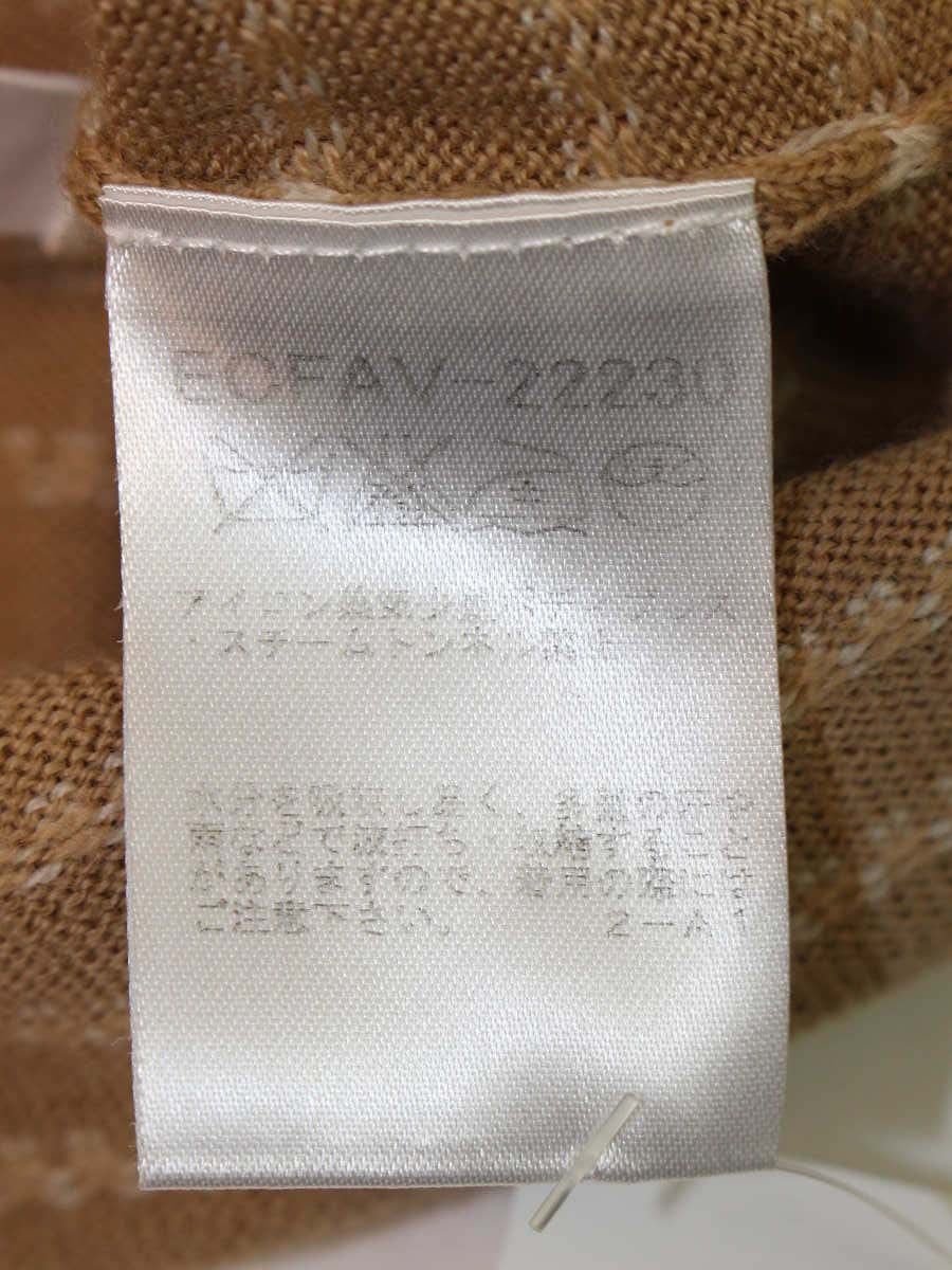 クレージュ ECFAV-22230 ノースリーブニット 40 キャメル ベスト ロゴ刺繍 ストライプ ウール ITLAEDLWCJQ8