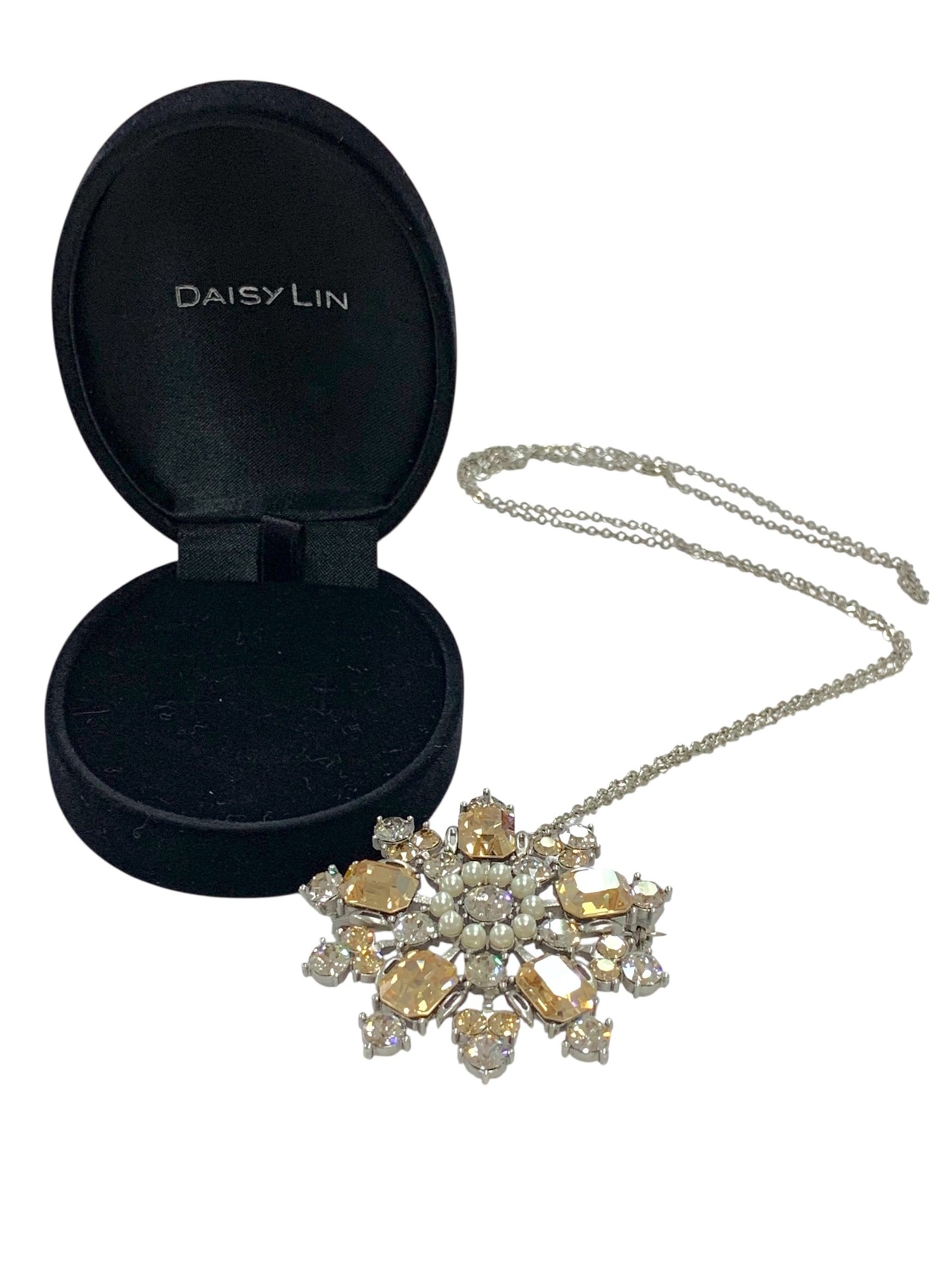 デイジーリン Power Stone Brooch & Necklace (Champagne Apricot) ペンダント ブローチ シルバー 2way ストーン パール ITTZFSBSWDVW