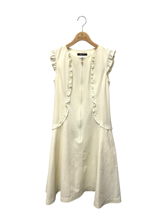 ルネ basic 5016400 ワンピース 34 アイボリー デニム調 フロントジップ フェイクパール IT8U1M4W8SJK