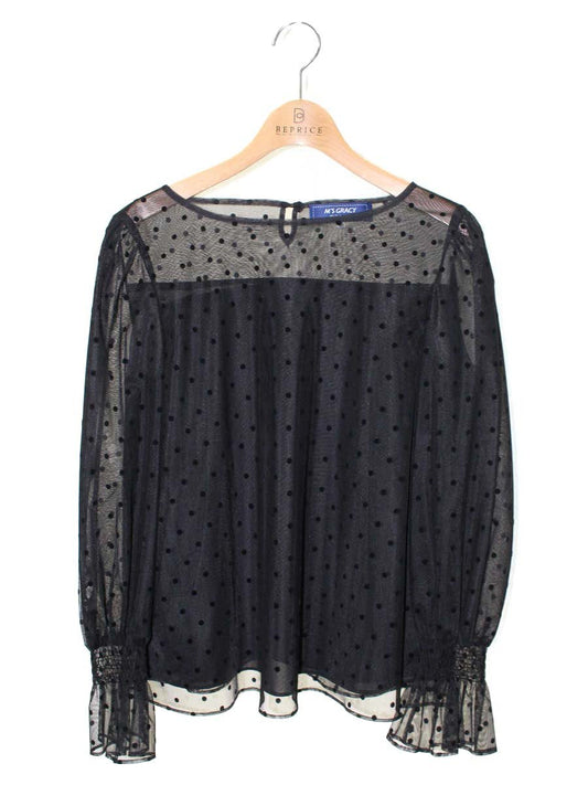 エムズグレイシー Tulle Blouse 010112 ブラウス 40 ブラック IT0T592BSNC6
