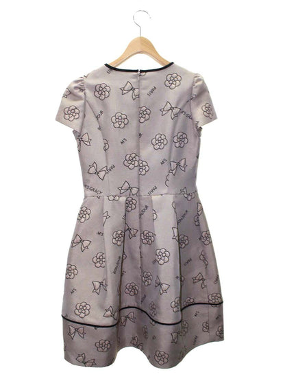 エムズグレイシー 011503 ワンピース 38 ベージュ/ブラック カメリアモチーフ IT5S0S7XIEVX