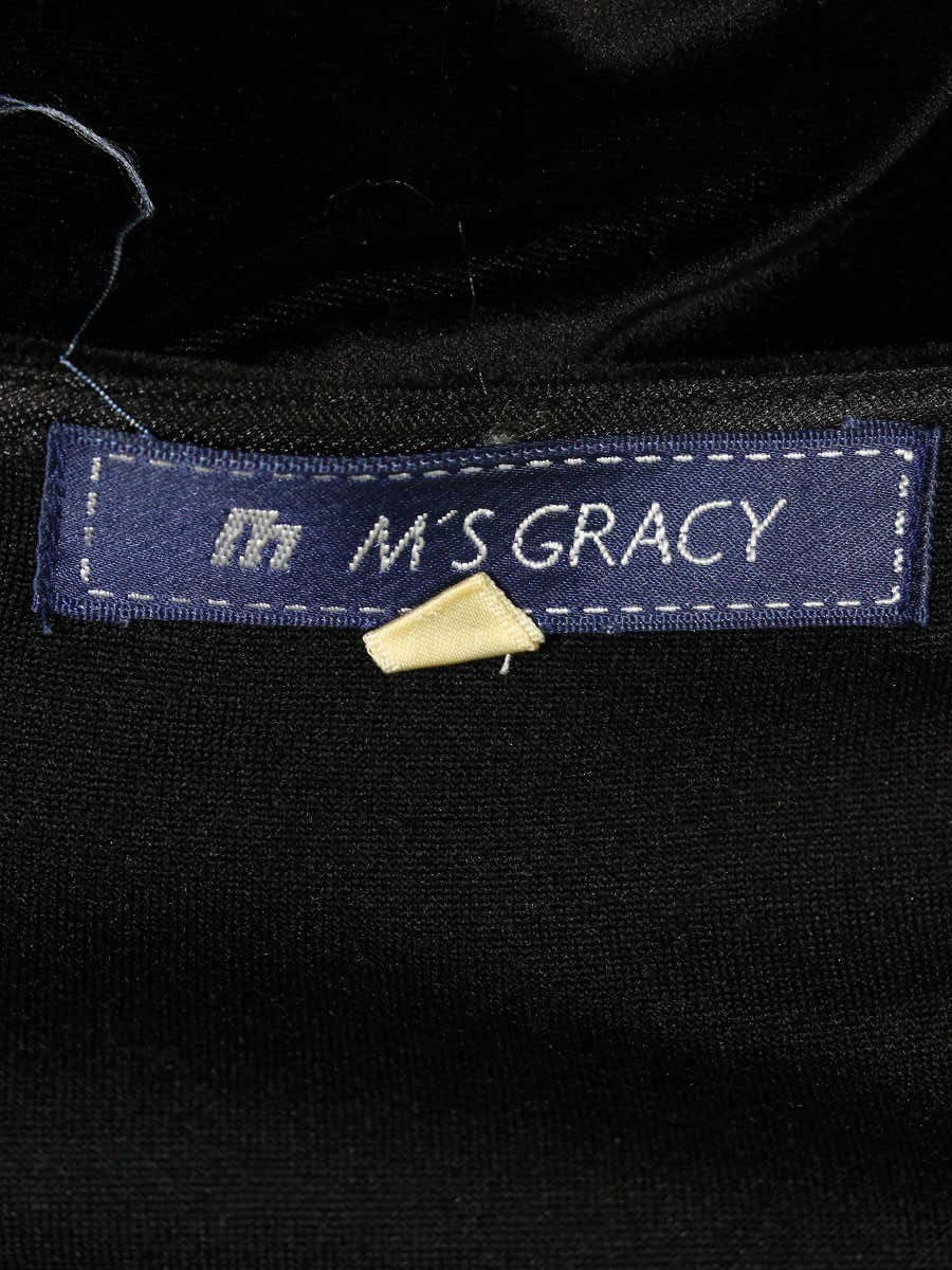エムズグレイシー 225529 Tシャツ カットソー 40 ブラック ベロア リボン ITM966TGWTJ2