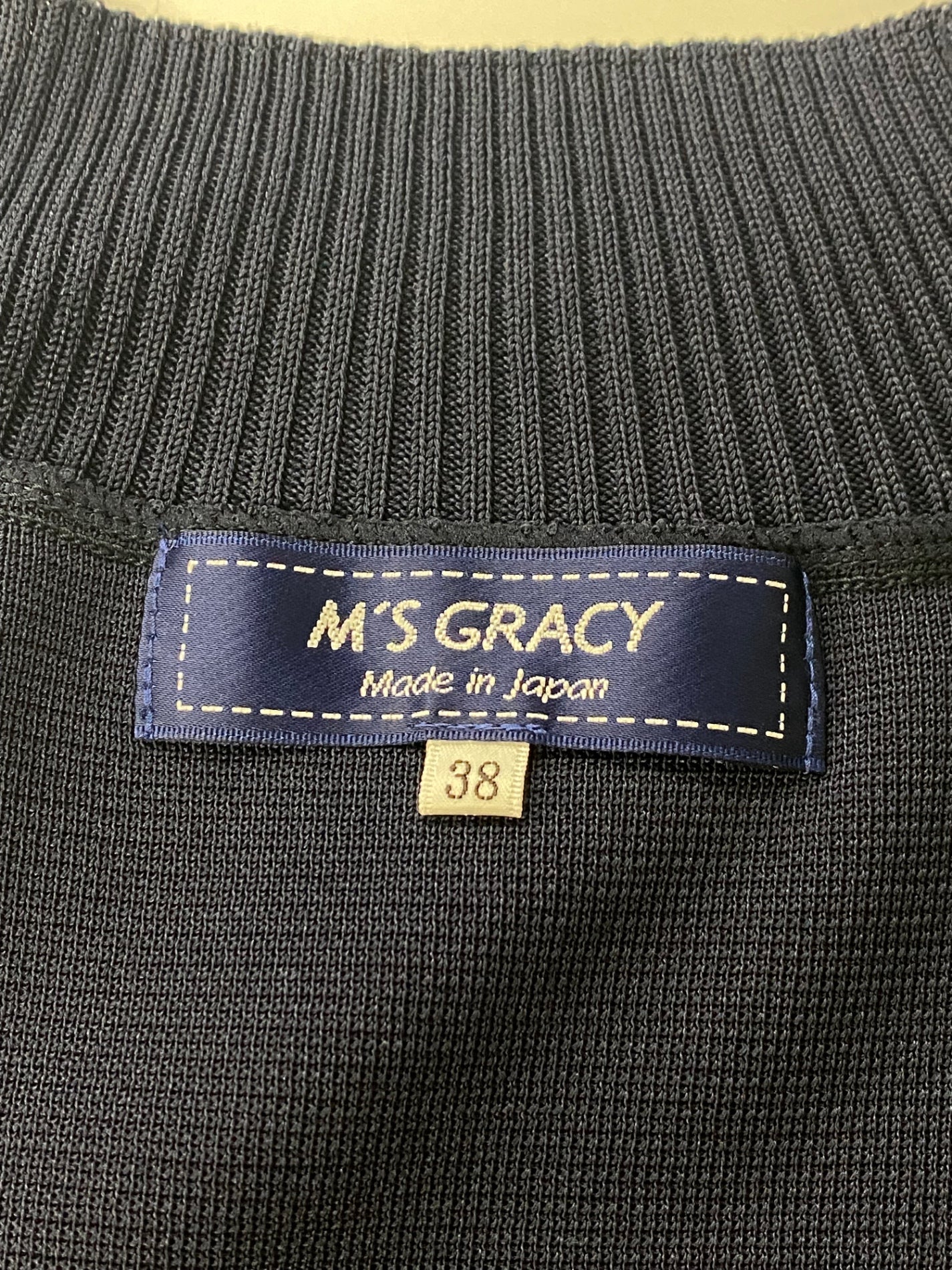 エムズグレイシー Hi Neck Black Knit 818514 ニット セーター 38 ネイビー ハイネック ITB4X3H8E704