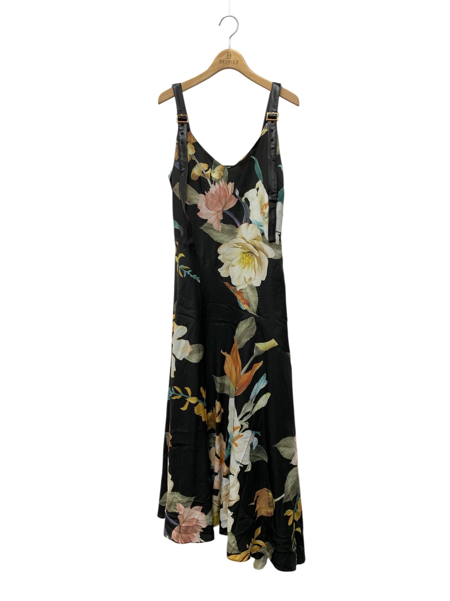 エイミーイストワール Sophia flower ストラップベルトワンピース 1119430018-0 M ブラック 2019AW ITICHPZ5B0HO
