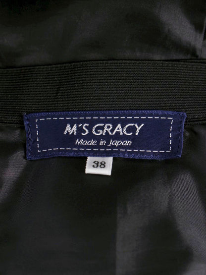 エムズグレイシー 217316 スカート 38 ブラック ドット ウエストゴム IT3ZX8FSBTDM